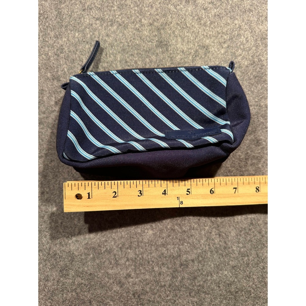 United Airlines Brooks Brothers Navy Blue Striped Travel Amenity Pouch Bag - Picture 2 of 4